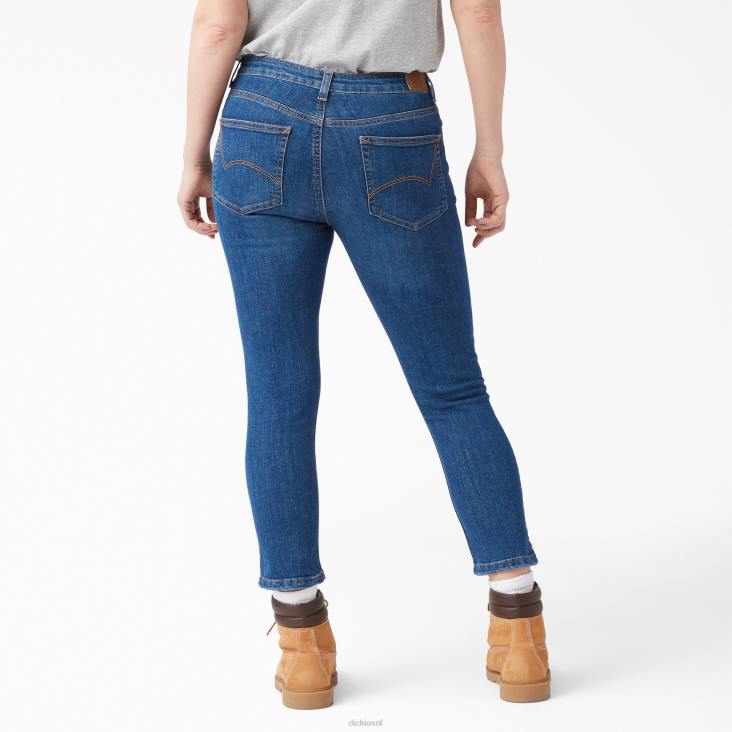 vrouwen Dickies perfecte vorm skinny fit jean capri stonewashed indigo blauw (snb) kleding 6F0X1871