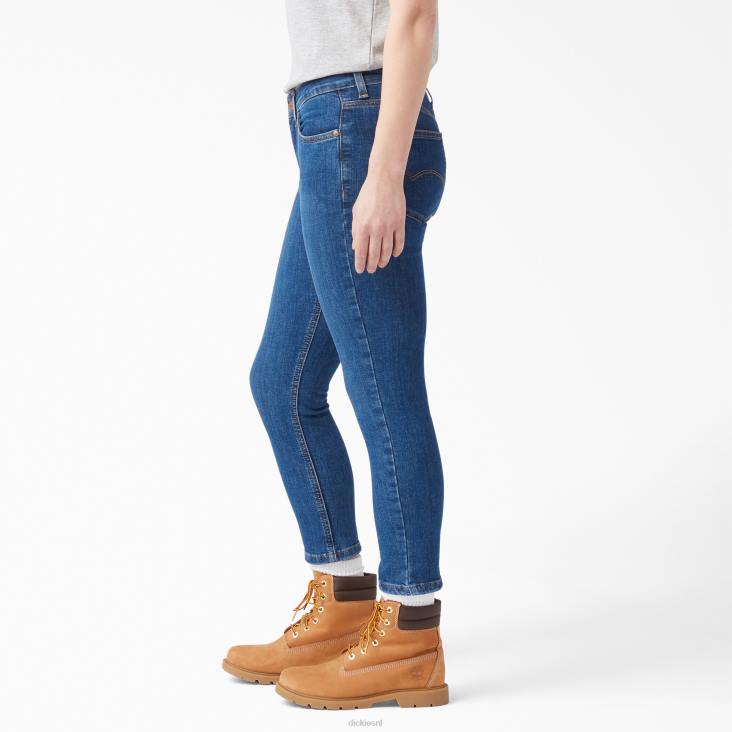 vrouwen Dickies perfecte vorm skinny fit jean capri stonewashed indigo blauw (snb) kleding 6F0X1871