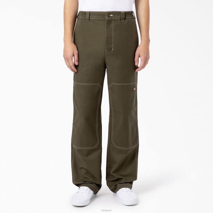 Heren Dickies Florala relaxed fit broek met dubbele knie militair groen (ml) kleding 6F0X228
