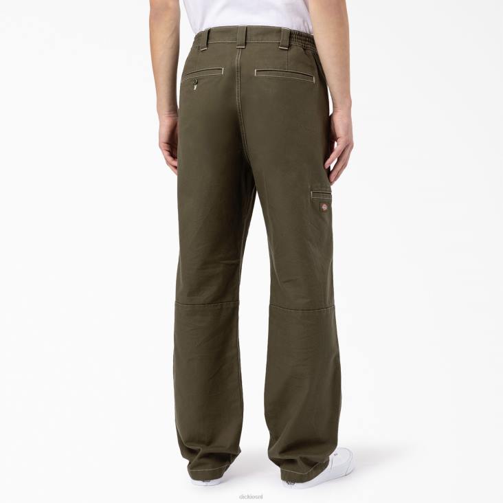 Heren Dickies Florala relaxed fit broek met dubbele knie militair groen (ml) kleding 6F0X228
