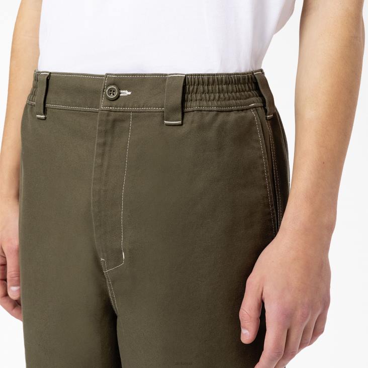 Heren Dickies Florala relaxed fit broek met dubbele knie militair groen (ml) kleding 6F0X228