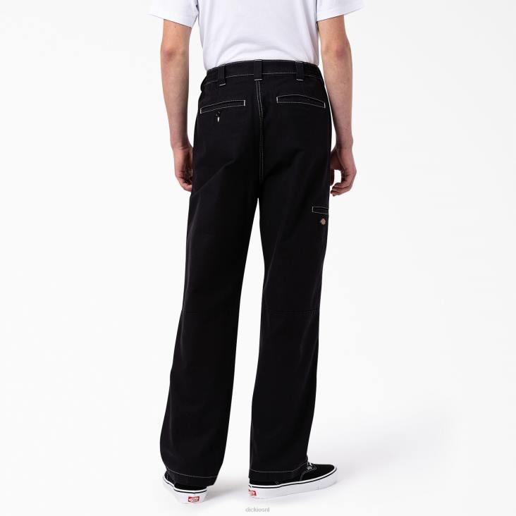 Heren Dickies Florala relaxed fit broek met dubbele knie zwart (bkx) kleding 6F0X227