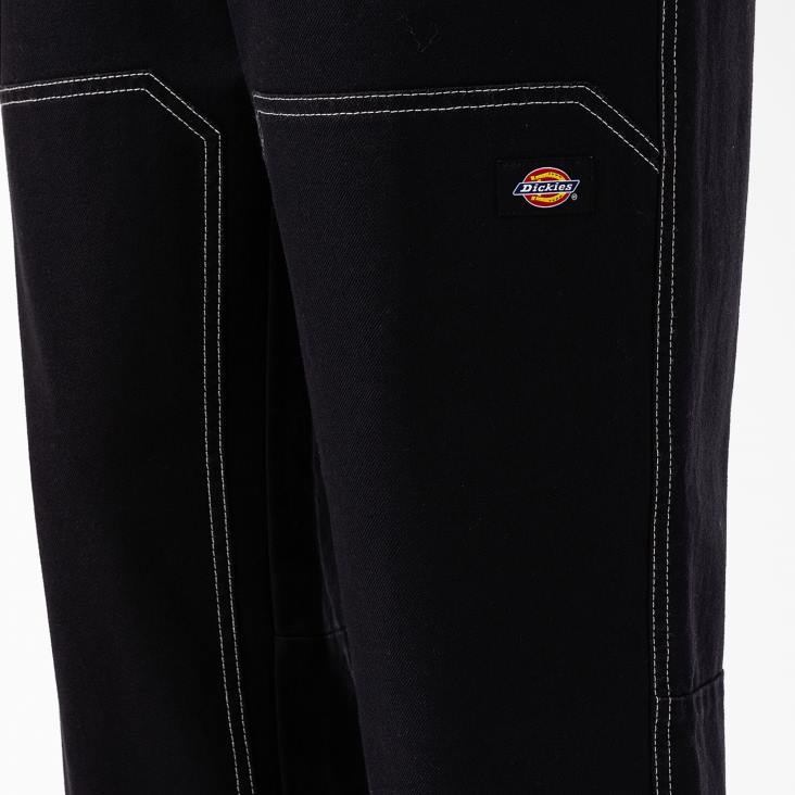Heren Dickies Florala relaxed fit broek met dubbele knie zwart (bkx) kleding 6F0X227