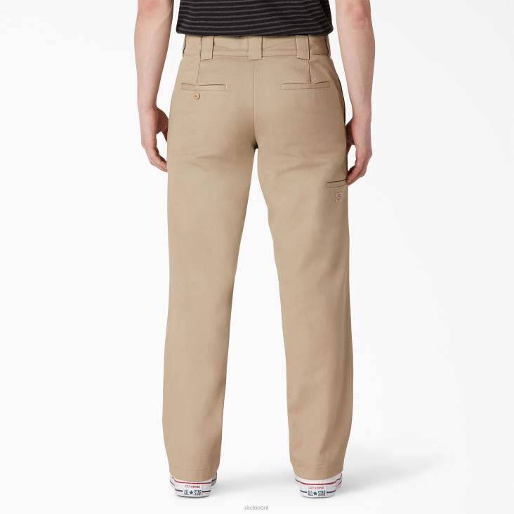Heren Dickies platte dubbele kniebroek aan de voorkant kaki (kh) kleding 6F0X308