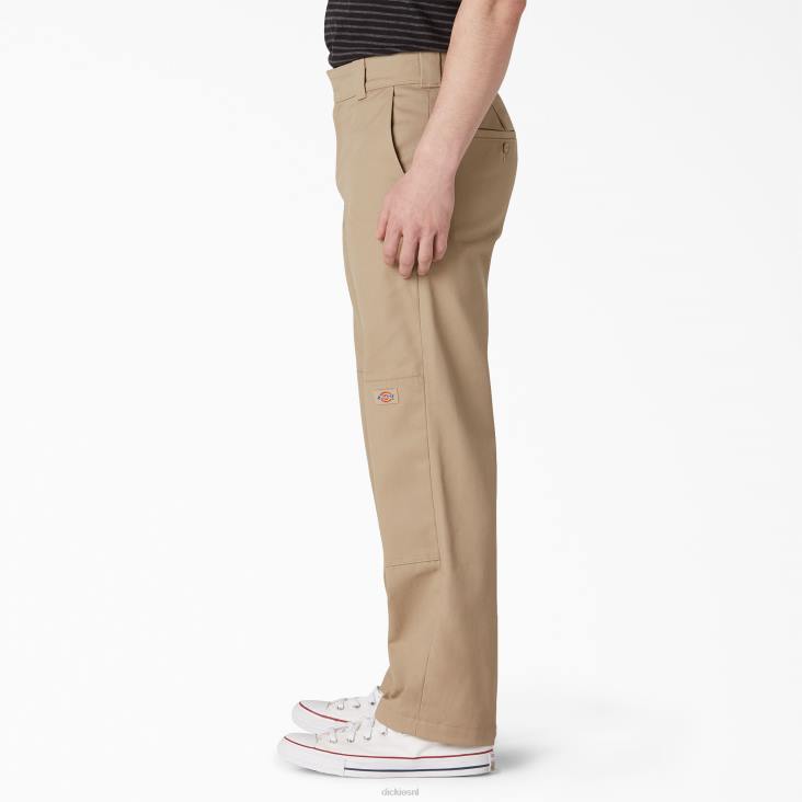 Heren Dickies platte dubbele kniebroek aan de voorkant kaki (kh) kleding 6F0X308
