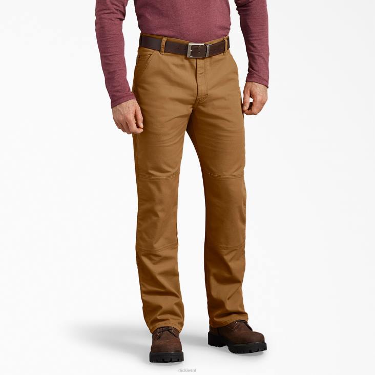 Heren Dickies regular fit eendenbroek met dubbele knie stonewashed bruine eend (sbd) kleding 6F0X197
