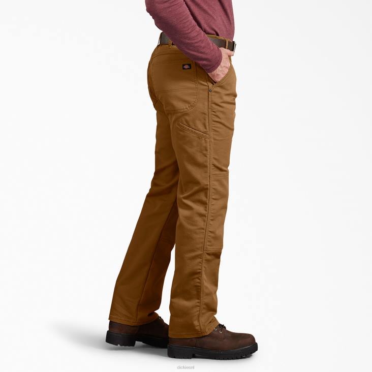 Heren Dickies regular fit eendenbroek met dubbele knie stonewashed bruine eend (sbd) kleding 6F0X197