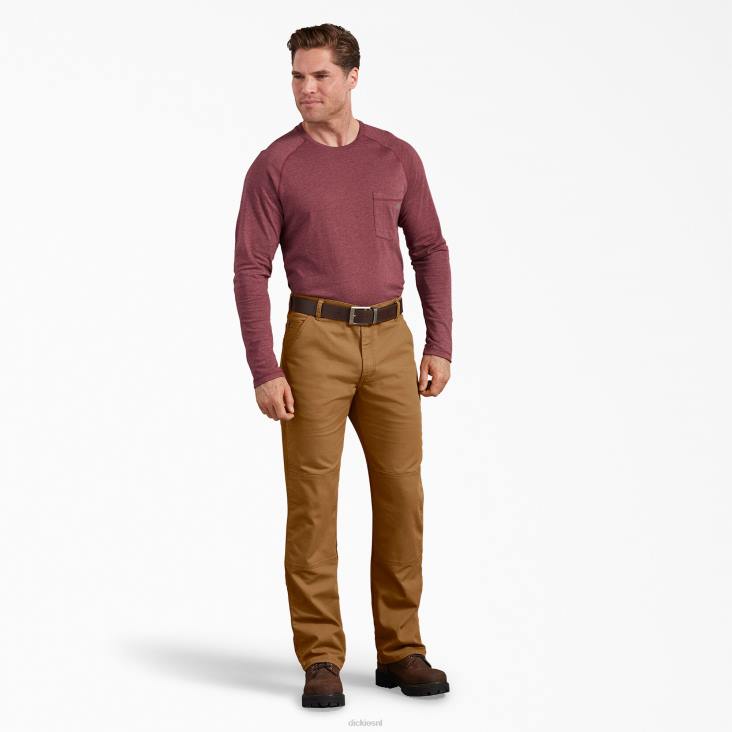 Heren Dickies regular fit eendenbroek met dubbele knie stonewashed bruine eend (sbd) kleding 6F0X197