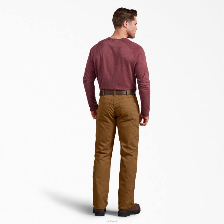 Heren Dickies regular fit eendenbroek met dubbele knie stonewashed bruine eend (sbd) kleding 6F0X197