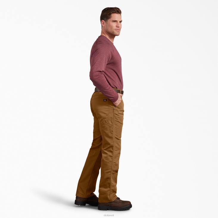 Heren Dickies regular fit eendenbroek met dubbele knie stonewashed bruine eend (sbd) kleding 6F0X197