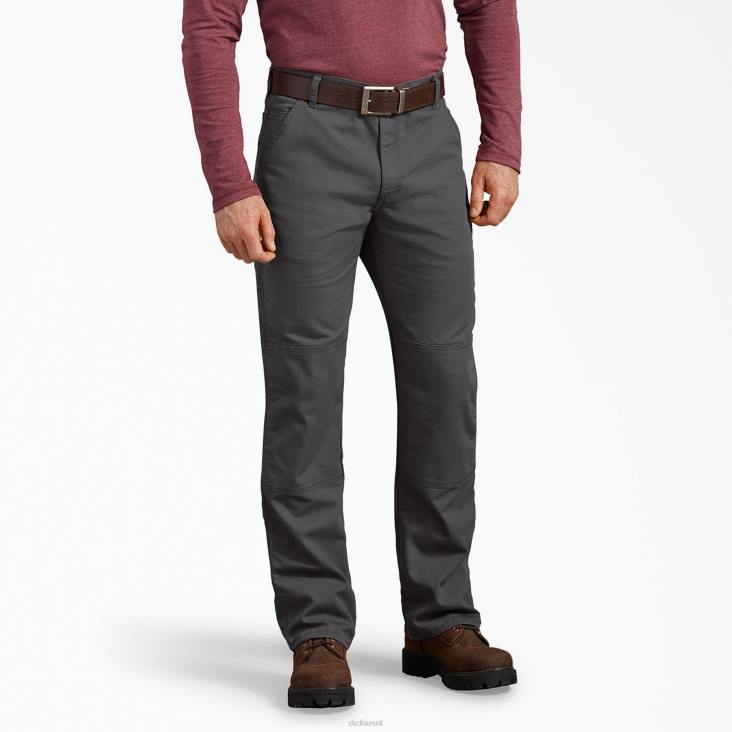 Heren Dickies regular fit eendenbroek met dubbele knie stonewashed grijs (ssl) kleding 6F0X199