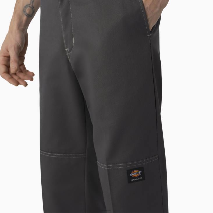 Heren Dickies skateboarden dubbele knie broek antraciet/grijs stiksel (hcg) kleding 6F0X162