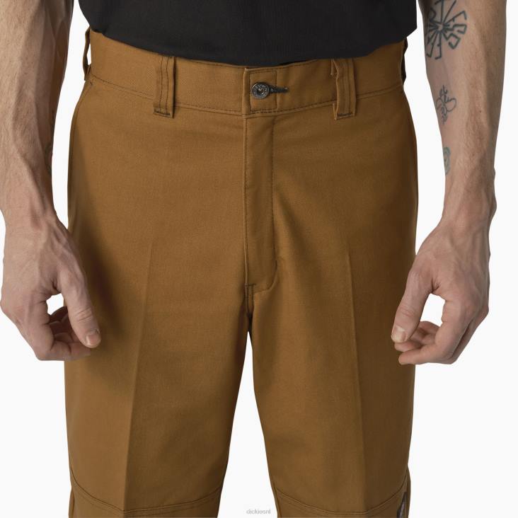 Heren Dickies skateboarden dubbele knie broek bruine eend/contraststeek (hwc) kleding 6F0X164