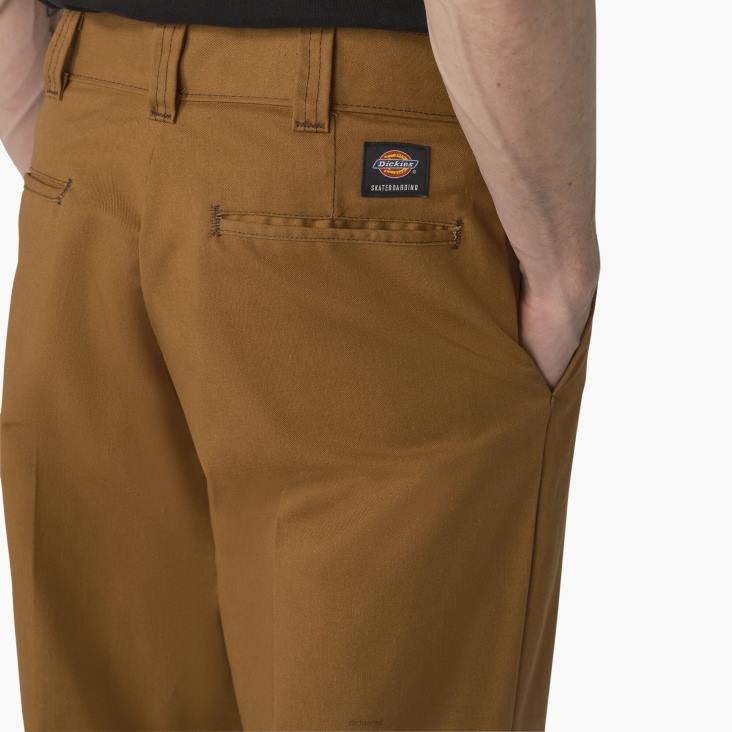 Heren Dickies skateboarden dubbele knie broek bruine eend/contraststeek (hwc) kleding 6F0X164