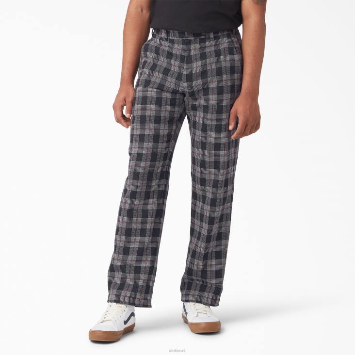 Heren Dickies geruite broek met platte voorkant wijn/zwart plaid (bpe) kleding 6F0X277