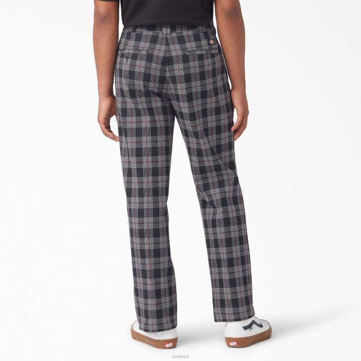 Heren Dickies geruite broek met platte voorkant wijn/zwart plaid (bpe) kleding 6F0X277