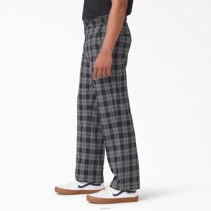 Heren Dickies geruite broek met platte voorkant wijn/zwart plaid (bpe) kleding 6F0X277