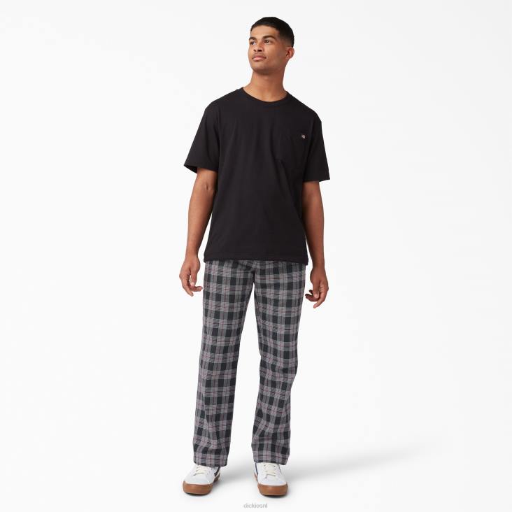 Heren Dickies geruite broek met platte voorkant wijn/zwart plaid (bpe) kleding 6F0X277