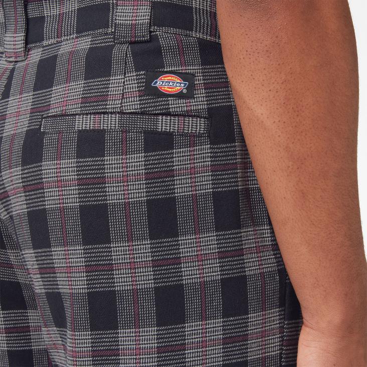 Heren Dickies geruite broek met platte voorkant wijn/zwart plaid (bpe) kleding 6F0X277