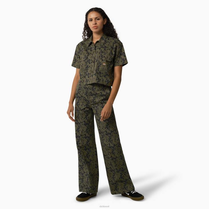 vrouwen Dickies Drewsey camo broek met wijde pijpen normaal kleding 6F0X1900
