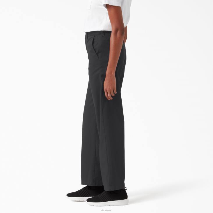 vrouwen Dickies hoge broek met wijde pijpen van keperstof normaal kleding 6F0X1842