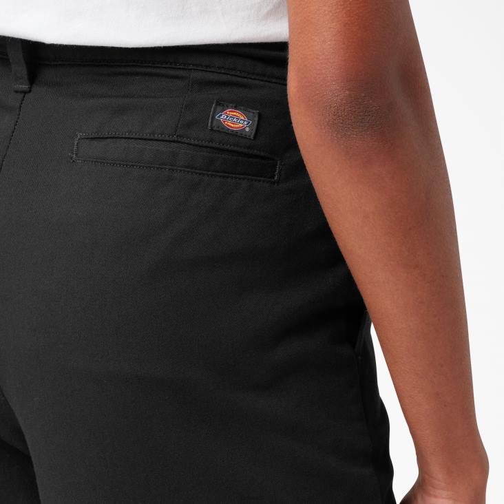 vrouwen Dickies hoge broek met wijde pijpen van keperstof normaal kleding 6F0X1842