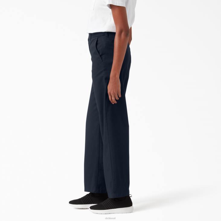 vrouwen Dickies hoge broek met wijde pijpen van keperstof normaal kleding 6F0X1843