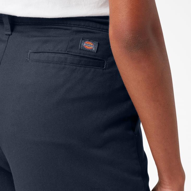 vrouwen Dickies hoge broek met wijde pijpen van keperstof normaal kleding 6F0X1843