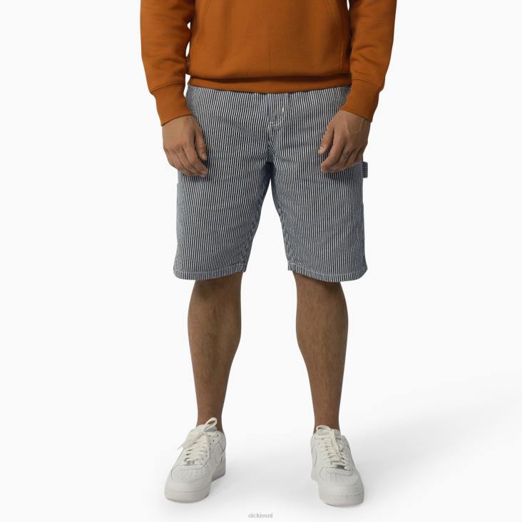 Heren Dickies hickory gestreepte relaxte timmermansshort 11" ecru/luchtmachtblauw (eua) kleding 6F0X447