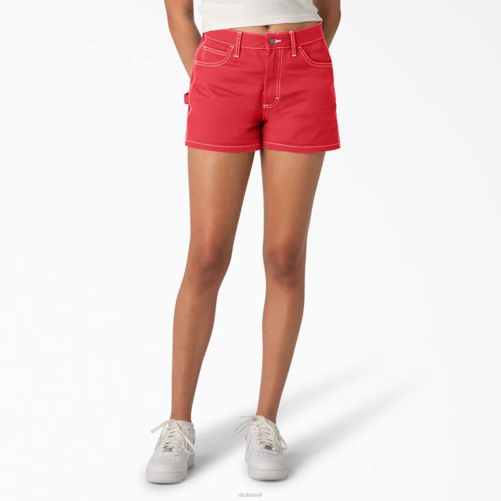 vrouwen Dickies hoog getailleerde timmermansshort 3" bitterzoet (bw2) kleding 6F0X2215