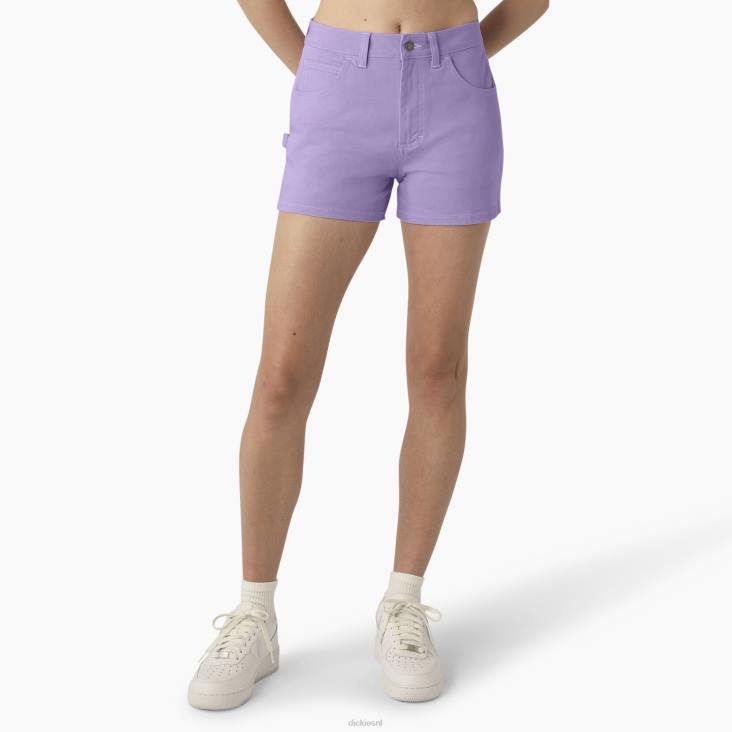 vrouwen Dickies hoog getailleerde timmermansshort 3" paarse roos (ur2) kleding 6F0X2221