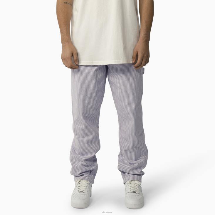 Heren Dickies garyville hickory gestreepte timmermansbroek ecru/lila (eug) kleding 6F0X158