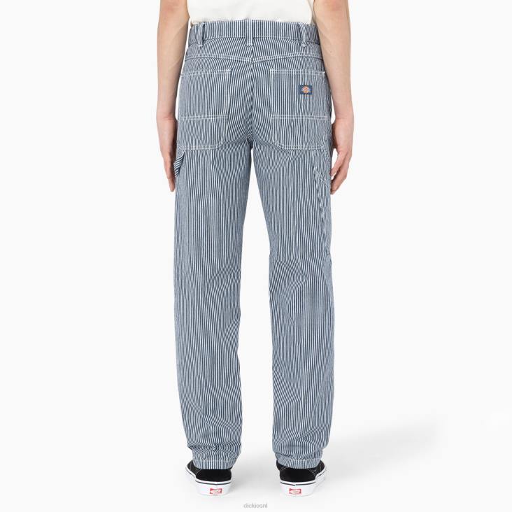 Heren Dickies garyville hickory gestreepte timmermansbroek ecru/luchtmachtblauw (eua) kleding 6F0X156