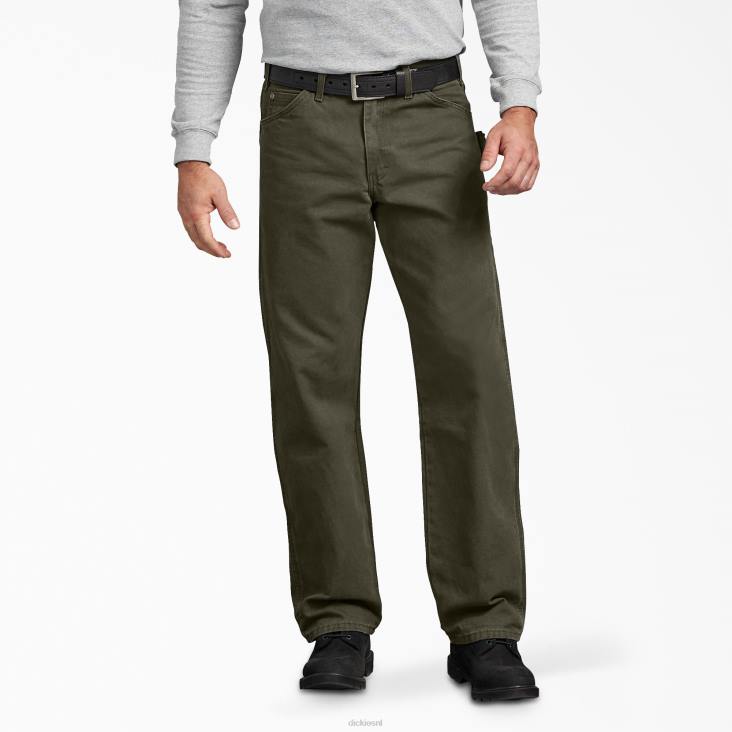 Heren Dickies relaxed fit sanded duck carpenter broek gespoeld mosgroen (rms) kleding 6F0X144
