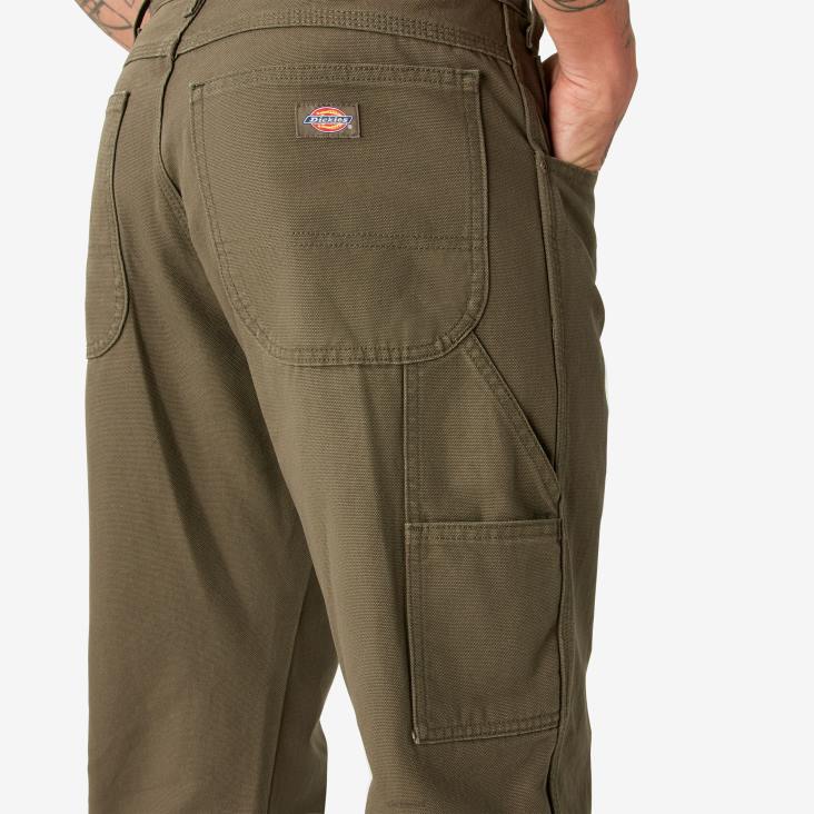 Heren Dickies relaxed fit zwaargewicht eend timmermansbroek gespoeld mosgroen (rms) kleding 6F0X89