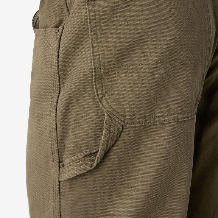Heren Dickies relaxed fit zwaargewicht eend timmermansbroek gespoeld mosgroen (rms) kleding 6F0X89
