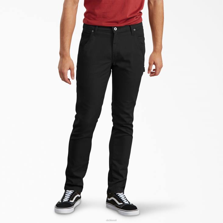 Heren Dickies slim fit taps toelopende been timmerman eend broek stonewashed zwart (sbk) kleding 6F0X202