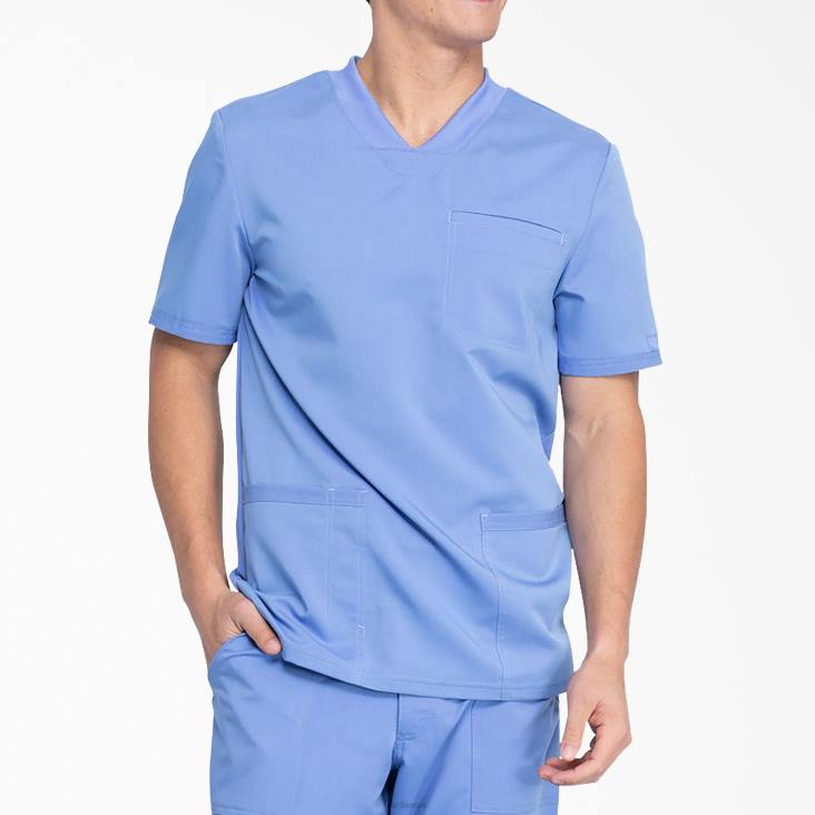 Heren Dickies balance top met V-hals en opgestikte zakken plafond blauw (cbl) kleding 6F0X1409