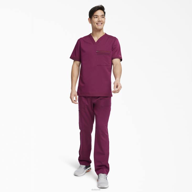 Heren Dickies balance top met v-hals wijn (winnen) kleding 6F0X1369