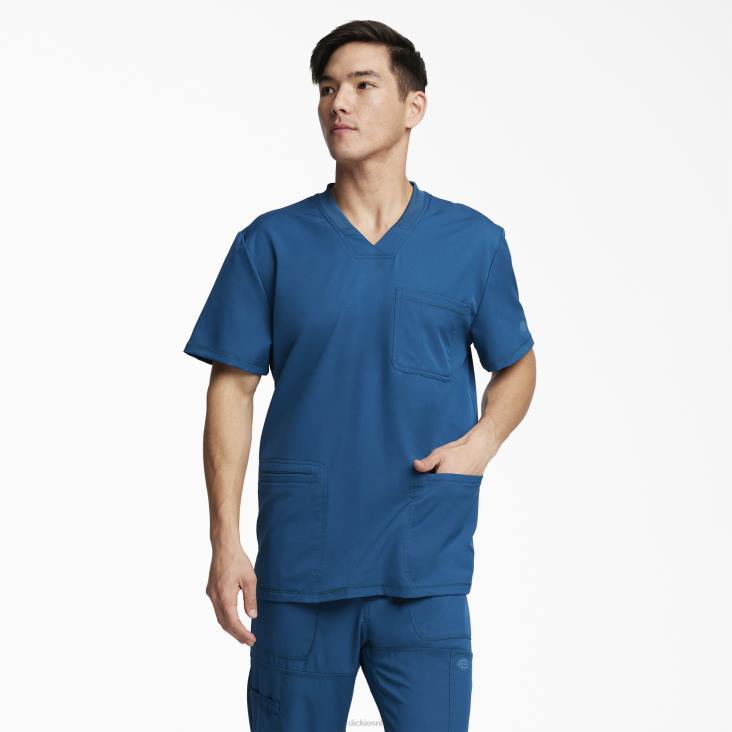 Heren Dickies dynamix scrub top met v-hals caribisch blauw (crb) kleding 6F0X1353