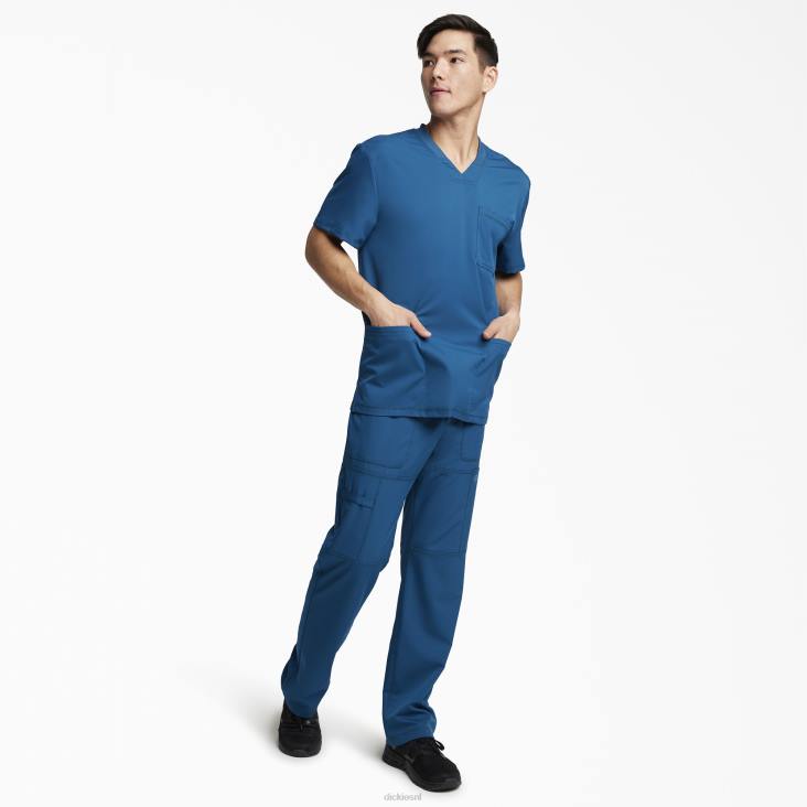 Heren Dickies dynamix scrub top met v-hals caribisch blauw (crb) kleding 6F0X1353