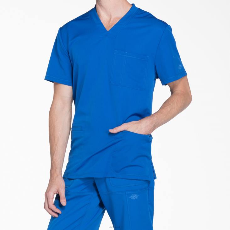 Heren Dickies dynamix scrub top met v-hals koningsblauw (rb) kleding 6F0X1357