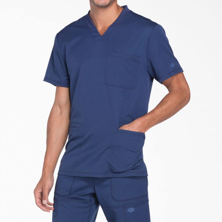 Heren Dickies dynamix scrub top met v-hals marineblauw (nvy) kleding 6F0X1355