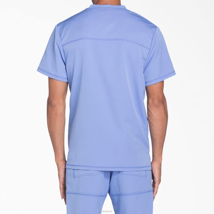 Heren Dickies dynamix scrub top met v-hals plafond blauw (cbl) kleding 6F0X1352