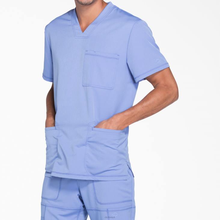 Heren Dickies dynamix scrub top met v-hals plafond blauw (cbl) kleding 6F0X1352