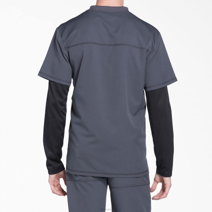 Heren Dickies dynamix scrub top met v-hals tin grijs (bank) kleding 6F0X1356