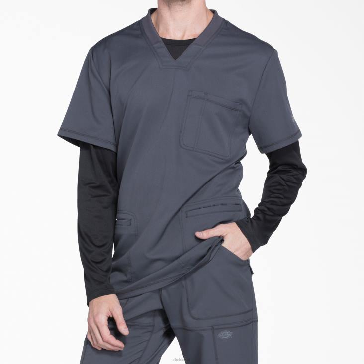 Heren Dickies dynamix scrub top met v-hals tin grijs (bank) kleding 6F0X1356