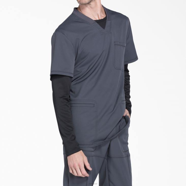 Heren Dickies dynamix scrub top met v-hals tin grijs (bank) kleding 6F0X1356