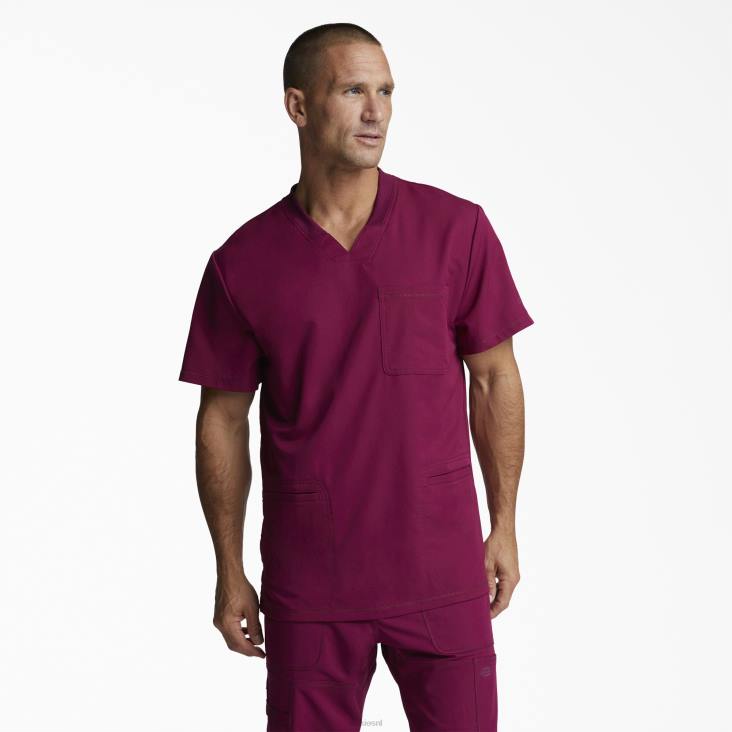 Heren Dickies dynamix scrub top met v-hals wijn (winnen) kleding 6F0X1360