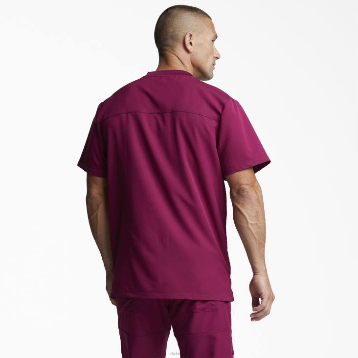 Heren Dickies dynamix scrub top met v-hals wijn (winnen) kleding 6F0X1360